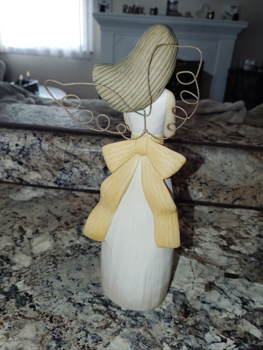 Cream and Yellow Angel Figurine with Inspirational Script - Home Accent - Picture 3 of 4